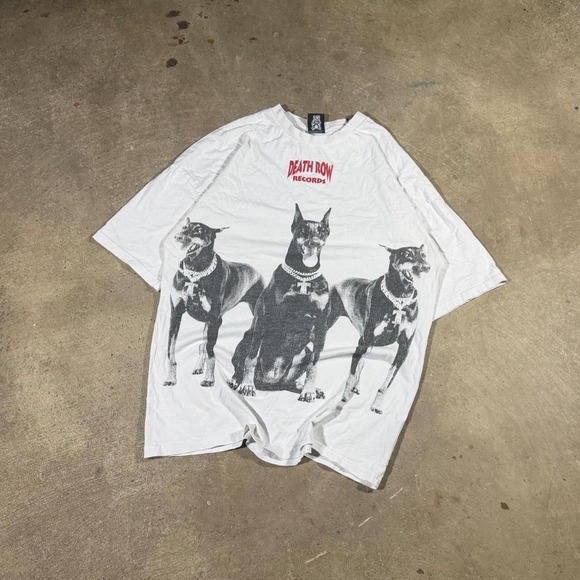 Death Row Records Other - Death Row Records Vintage Y2K Doberman Graphic AOP T Shirt White Mens S Fits M